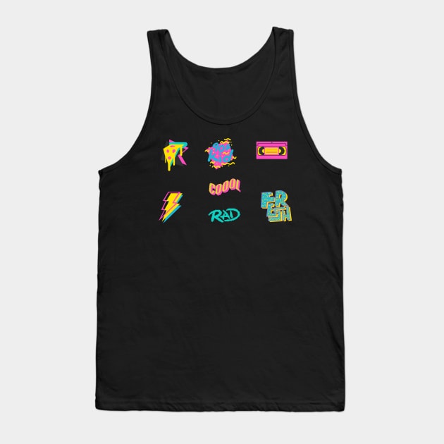 Retro 90s Neon Sticker Sheet (7pcs) Tank Top by broadwaygurl18